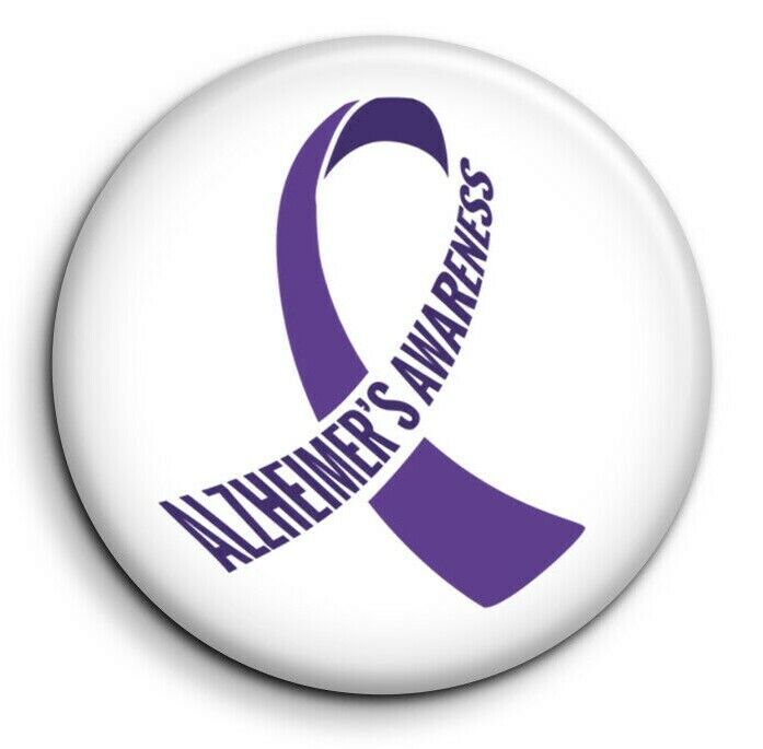 Alzheimer\'s Awareness Sickness Day Badge Pin 38mm Pin Button Purple Ribbon