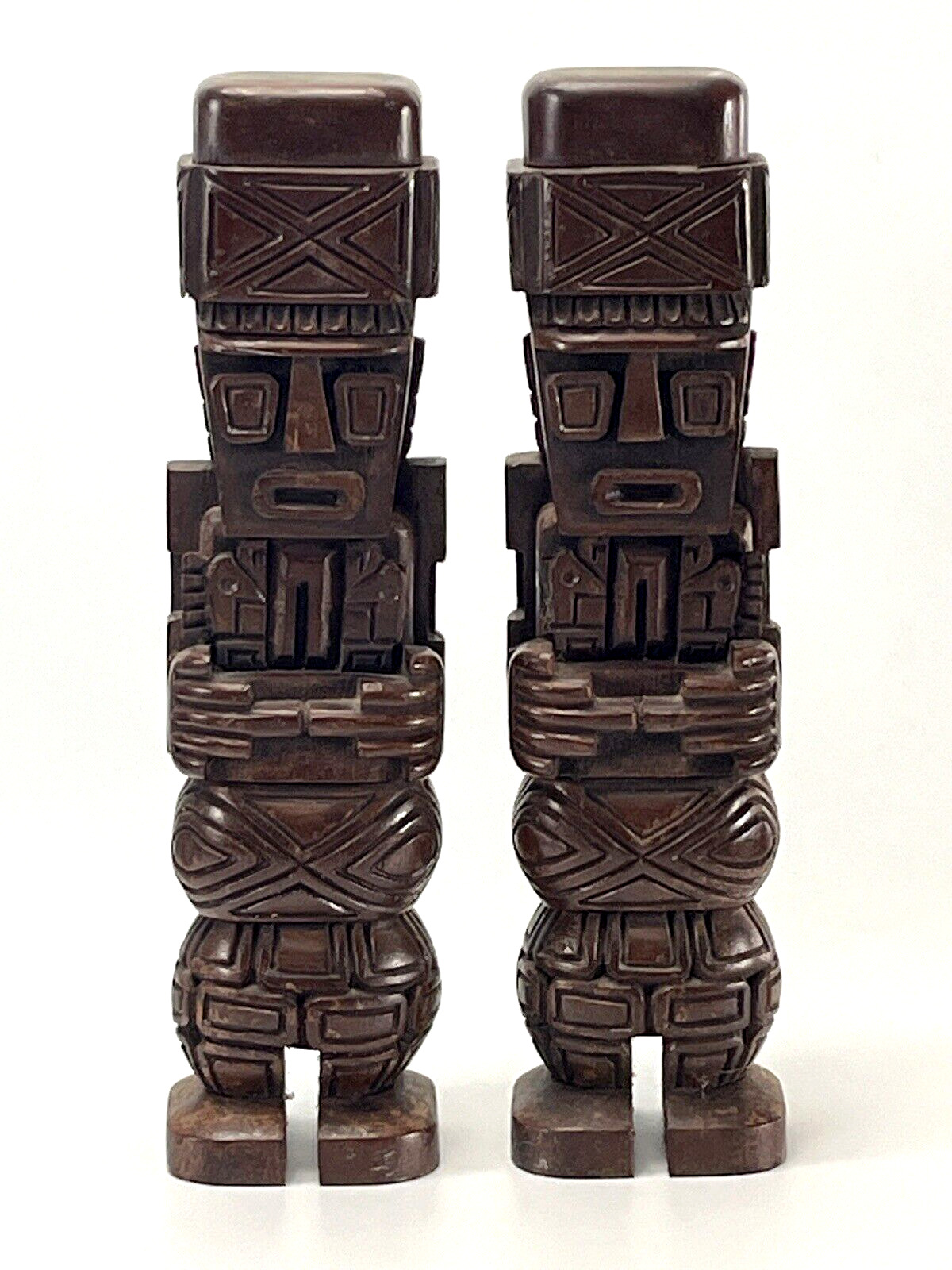 Inca Ponce Monolith Rare MCM Hand Carved Wood Replicas Bolivia Tiwanaku 14\