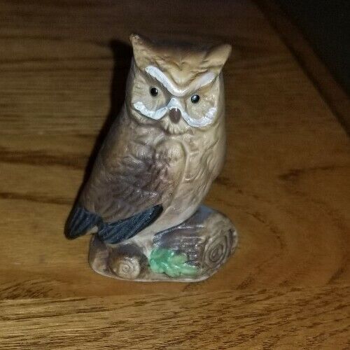 Handpainted Napcoware Porcelain Owl Figurine, #9988, 2 3/8 inches X 1 7/8 inches