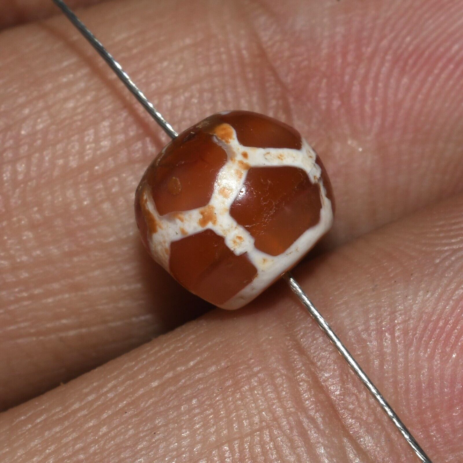 Ancient Etched Carnelian Longevity Dzi Bead in Good Condition over 1500+ Years