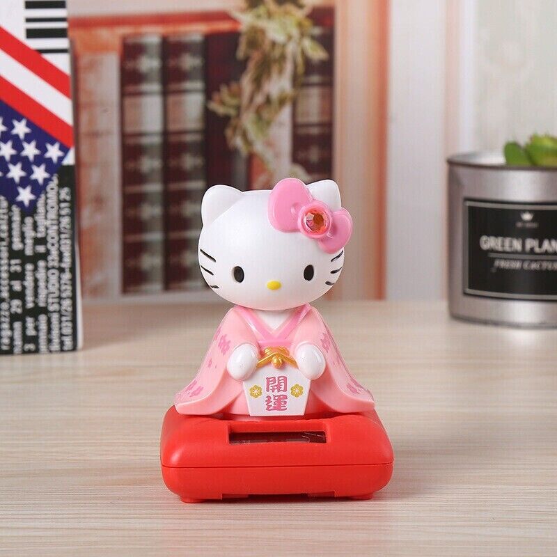 Cute solar shaking head pink Japanese kimono Hello Kitty Figure - Car/Home Decor