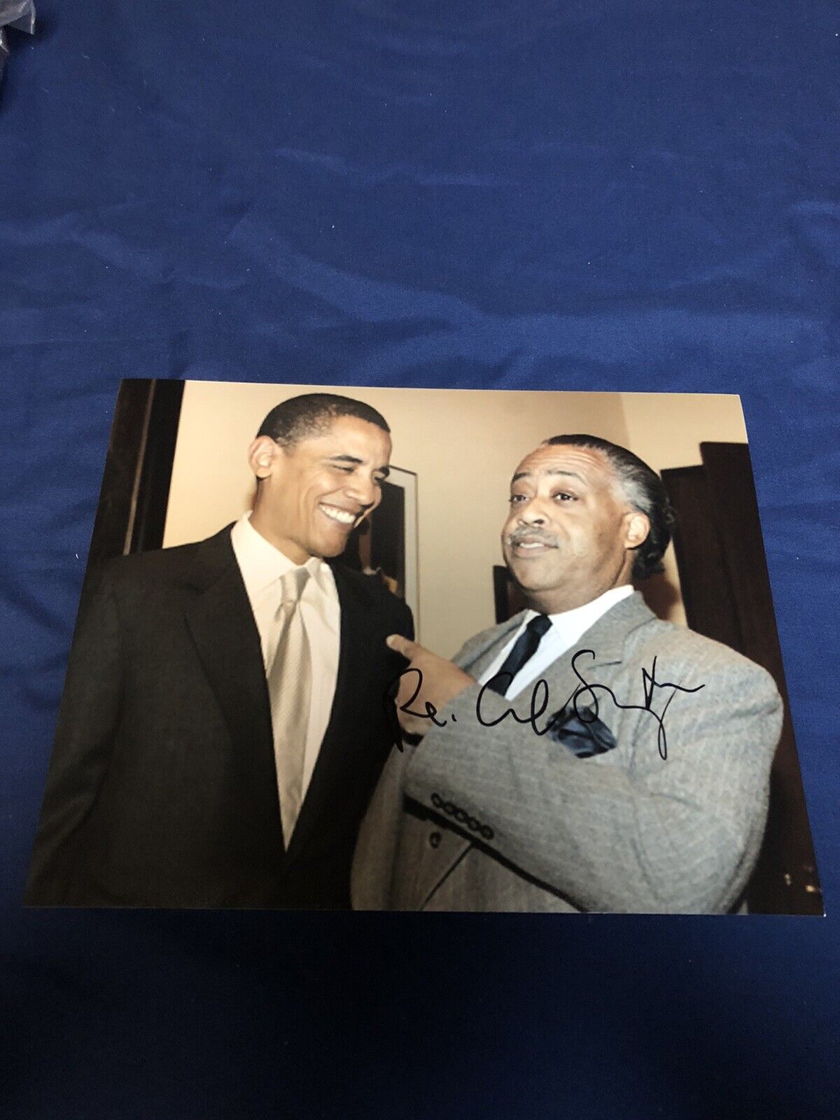 THE REVEREND AL SHARPTON SIGNED AUTOGRAPHED 8X10 PHOTO WITH BARACK OBAMA PROOF