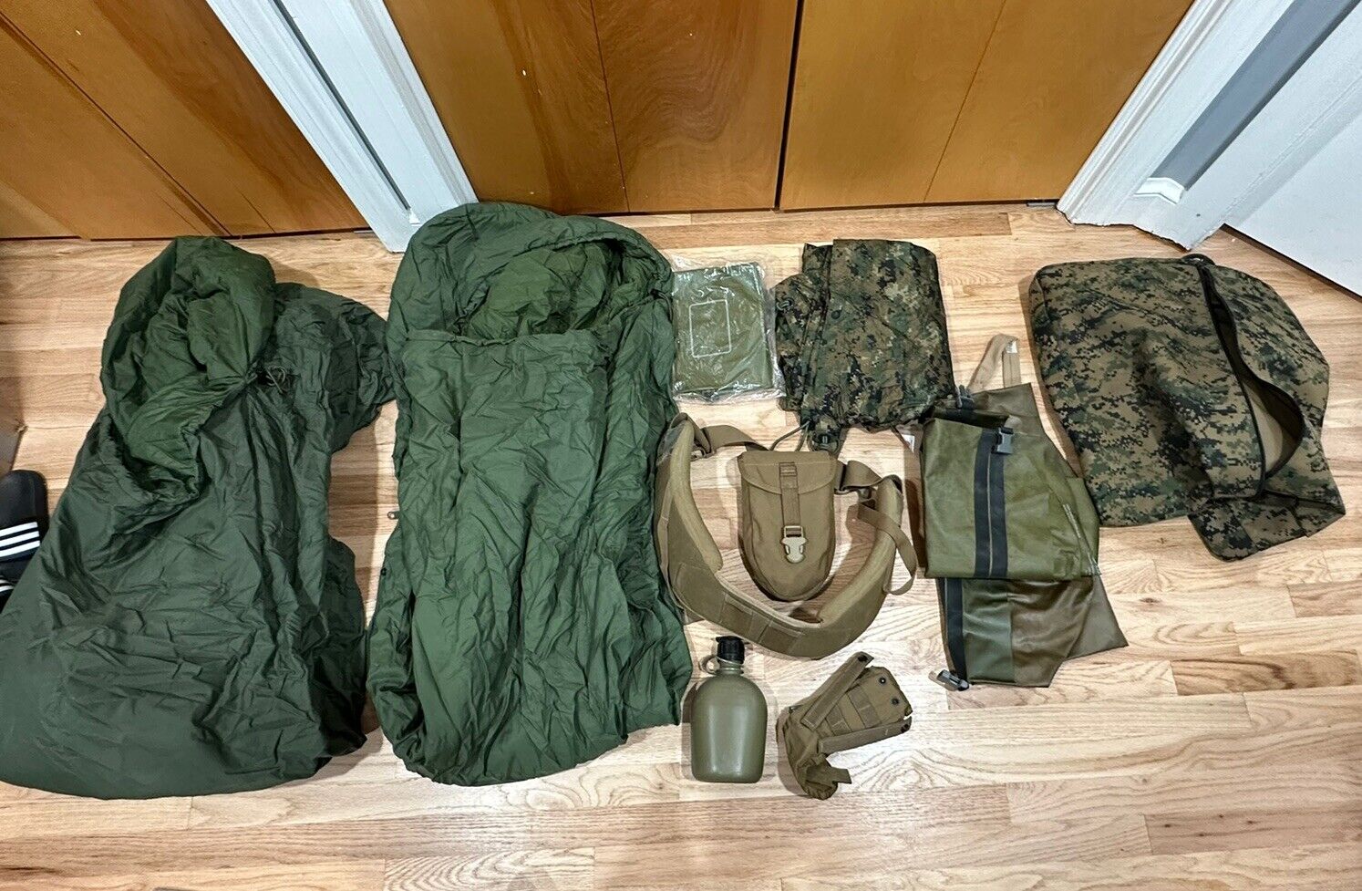 lot of original military equipment from the US Army sleeping bags,
