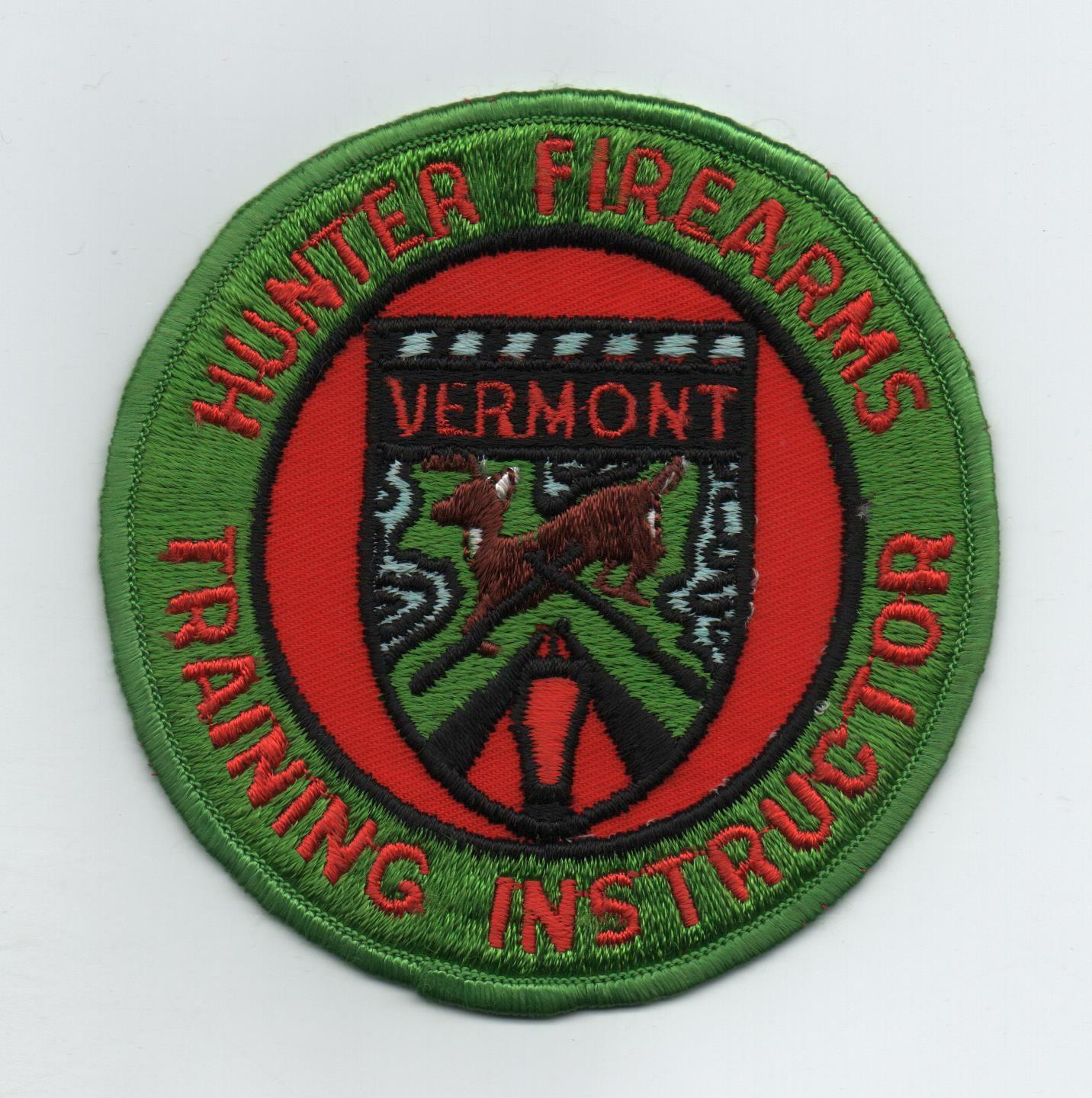 Vermont Fish & Wildlife, Hunter Firearms Training Instructor Patch, Cloth Back