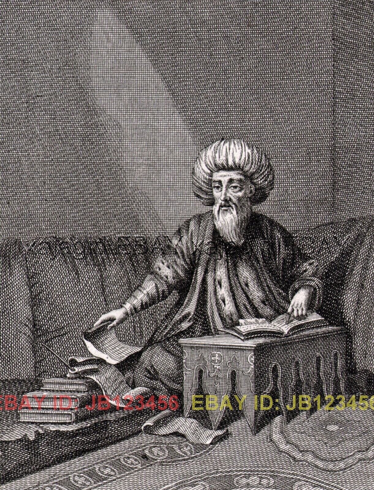 RELIGION Islam Muslim Effendi Scholar or Teacher, Antique 1730s Copper Engraving