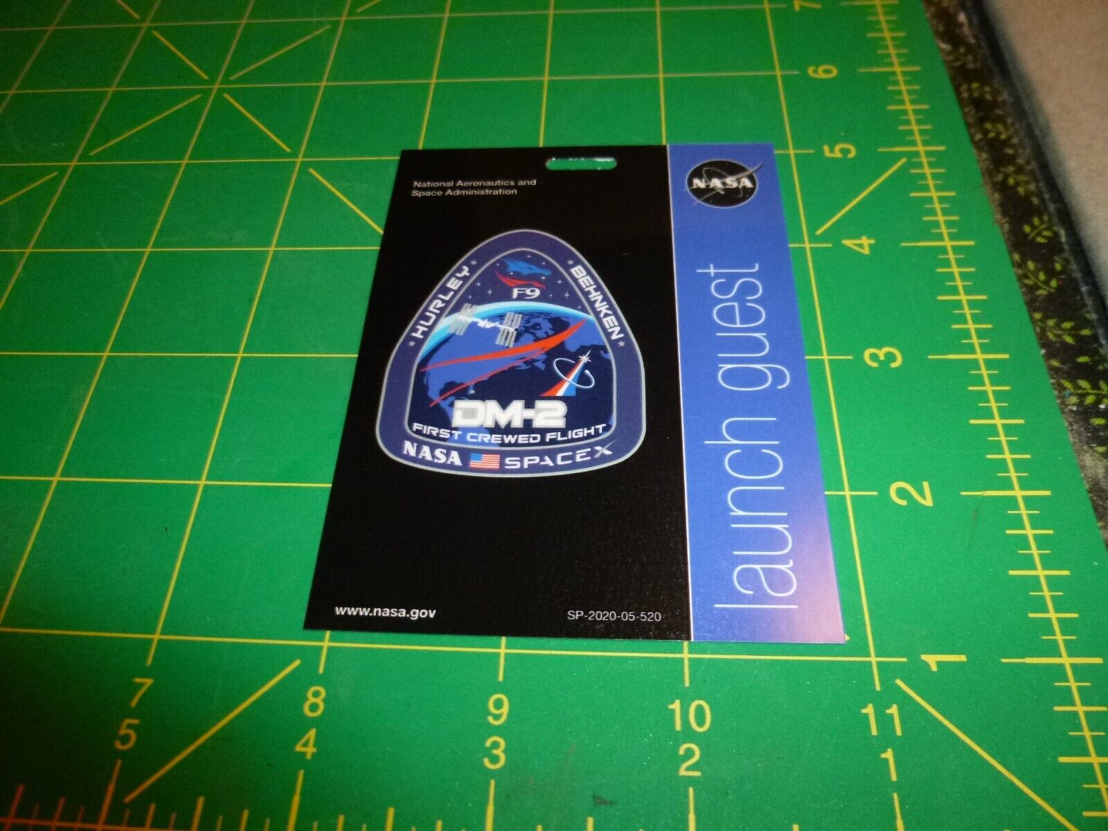 NASA Space-X First Manned Falcon 9 DM-2 Mission Blue Launch Access Badge