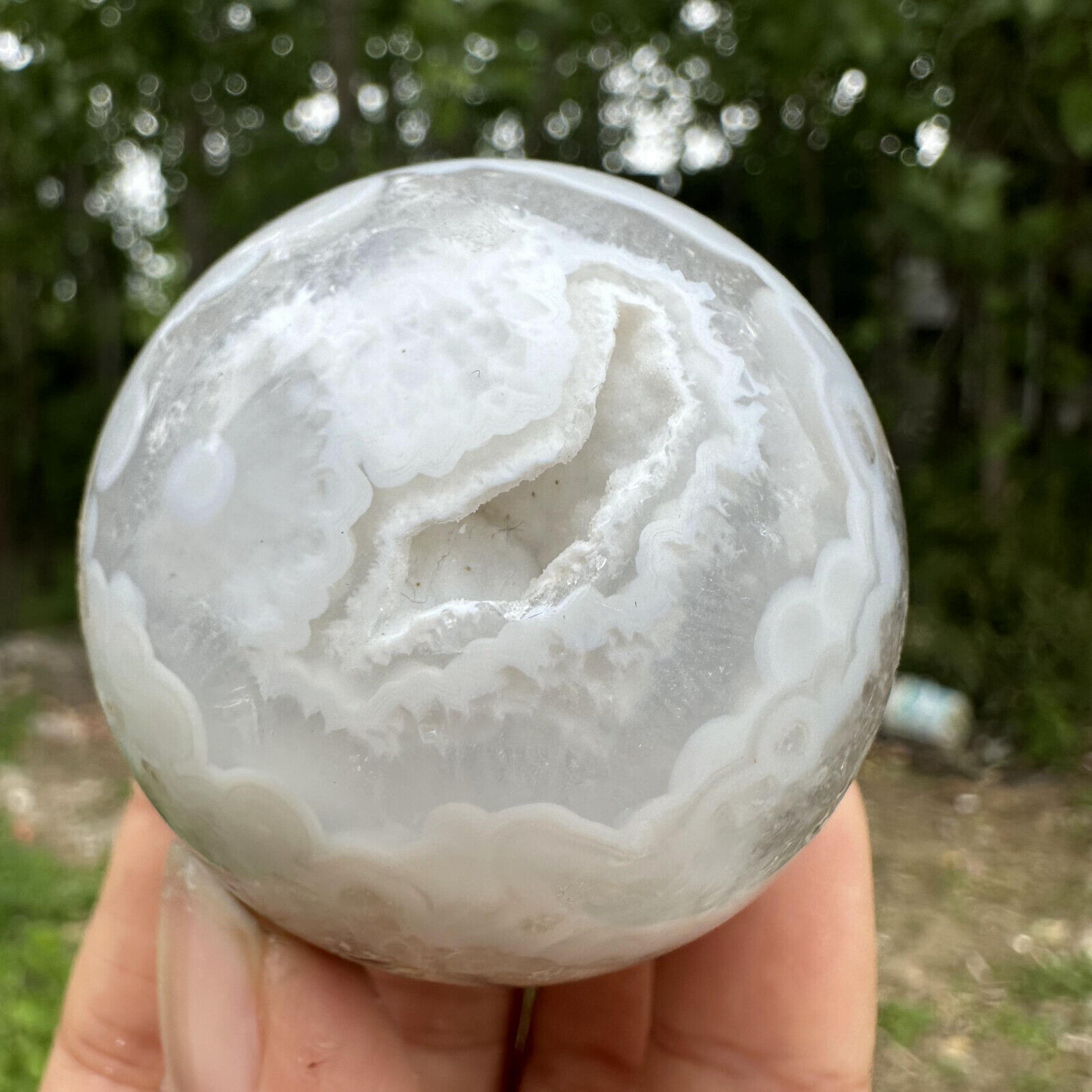 165g Natural agate geode sphere qcrystal cluster quartz ball healing gift 48mm