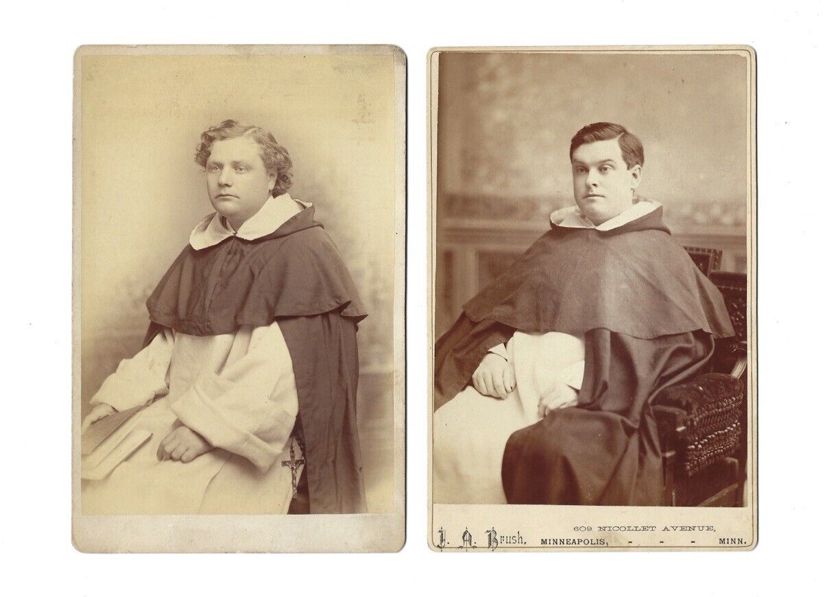 c1880s LOT OF (2) Reverends Religious Man Woman Cabinet Cards IDENTIFIED MN WI