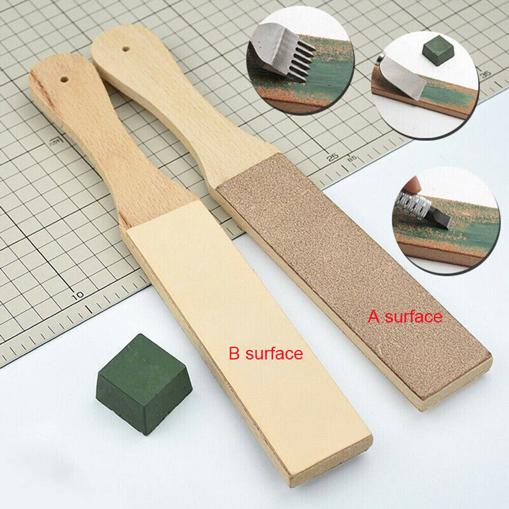 Wooden Dual Sided Leather Blade Strop Tool Supply Razor Sharpener Polishing