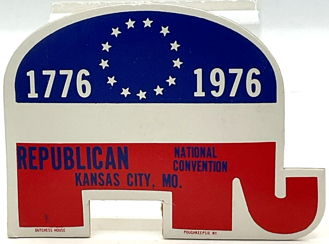 Scarce 1976 Republican National Convention Kansas City, MO Cardboard Button Pin