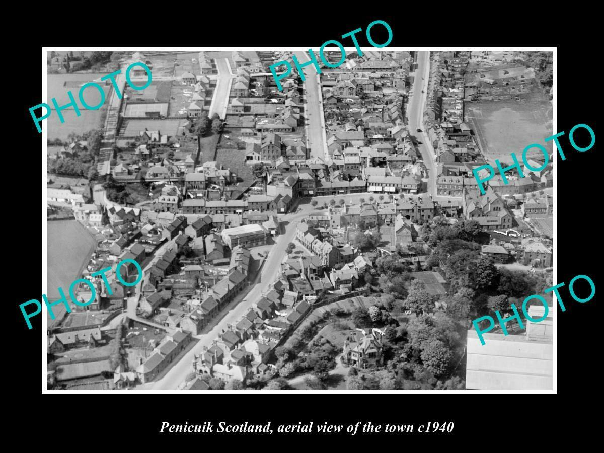 OLD 6 X 4 HISTORIC PHOTO OF PENICUIK SCOTLAND AERIAL VIEW OF THE TOWN c1940 1