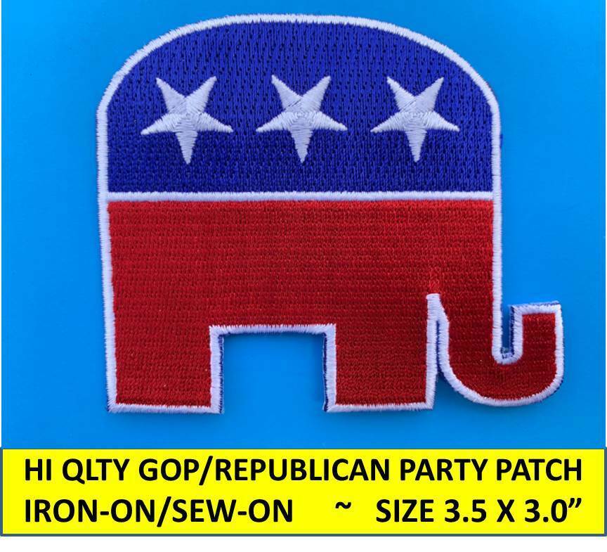 GOP REPUBLICAN PARTY ELEPHANT EMBROIDERED PATCH  IRON-ON SEW-ON ELECTION 2022/24