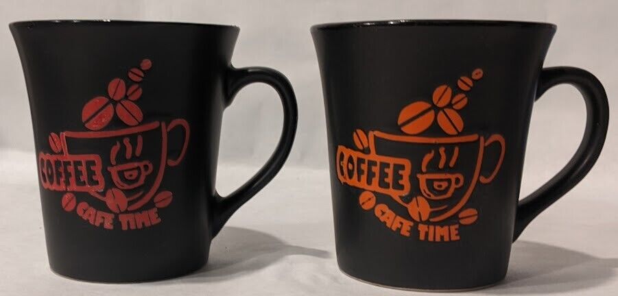 Cafe Time Coffee Mugs, One Red & One Orange; 4\