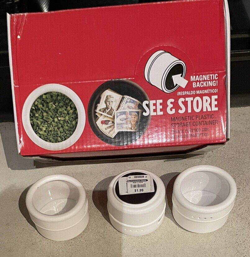 New The Container Store See & Store Magnetic Plastic Storage. 2 Boxes of 12 each