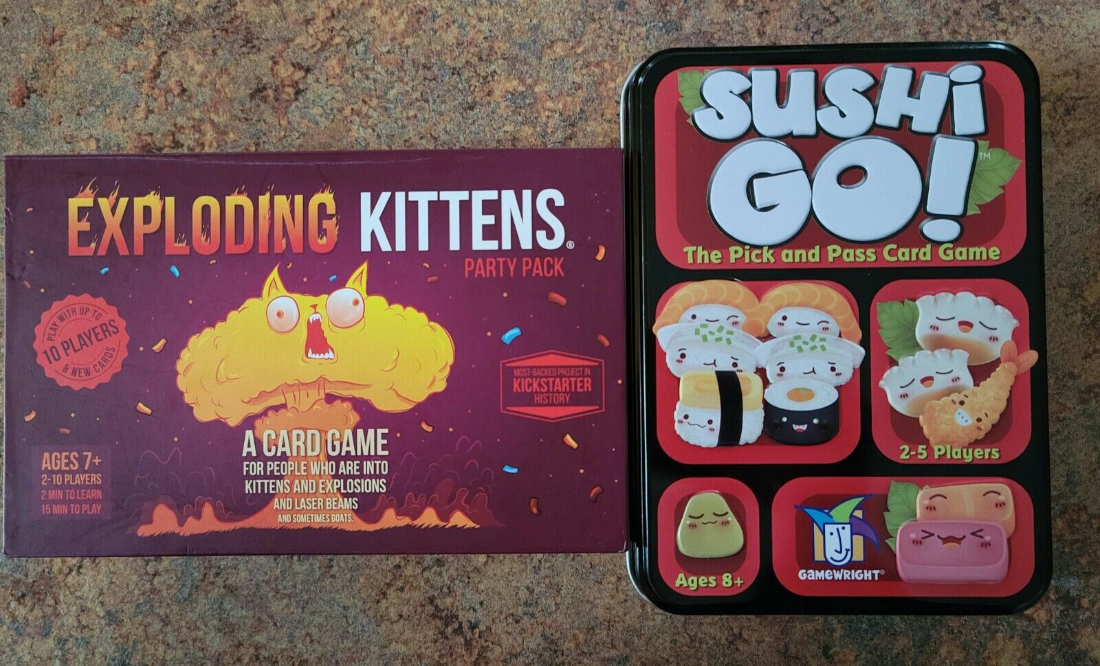 Games: Sushi Go & Exploding Kittens