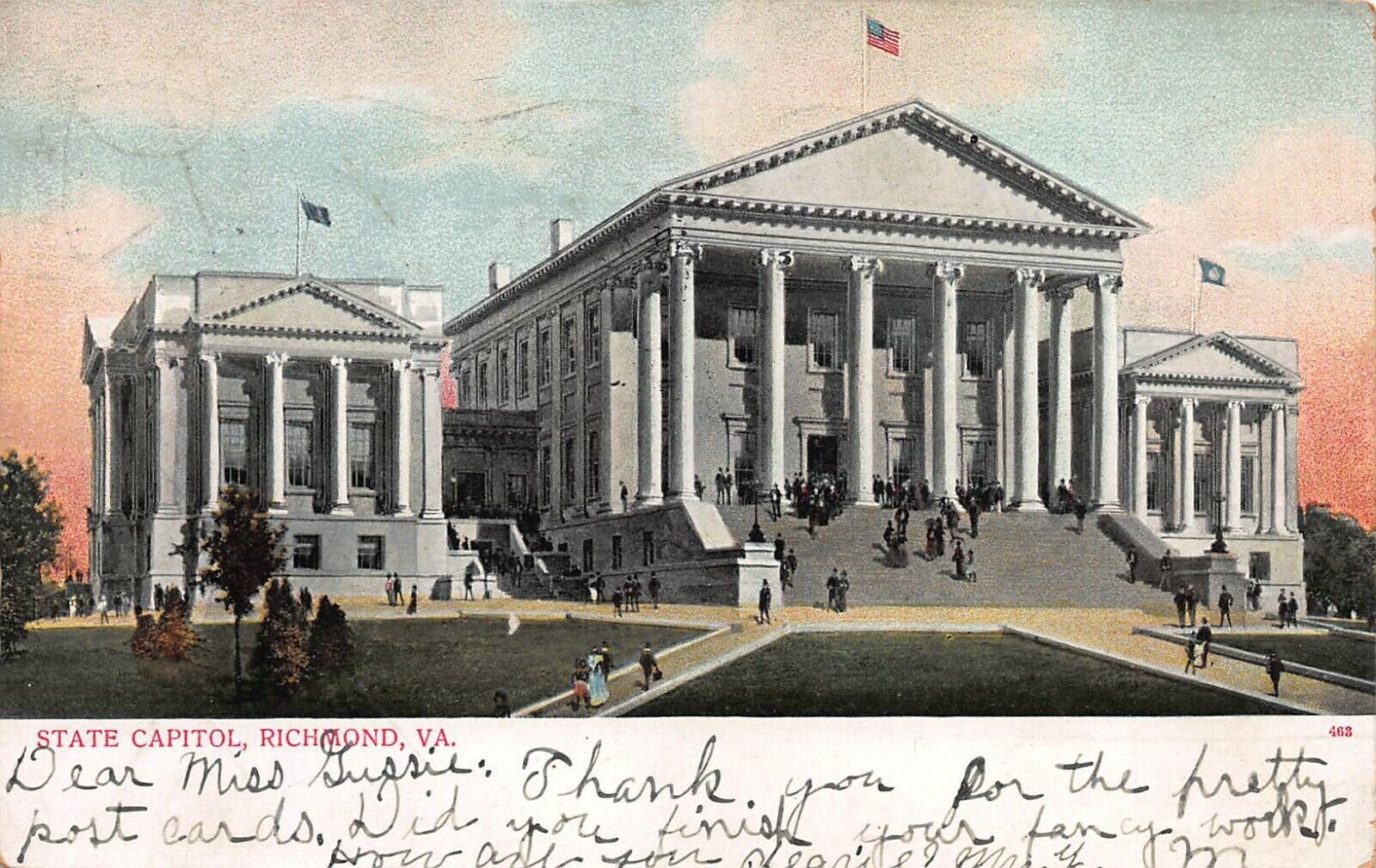 State Capitol, Richmond, Virginia, Early Postcard, Used in 1906