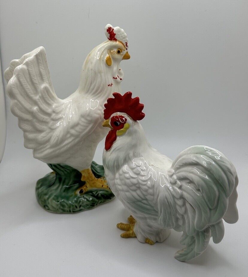 Vintage Ceramic Rooster Lot Kitchen Figurine Country Farmhouse