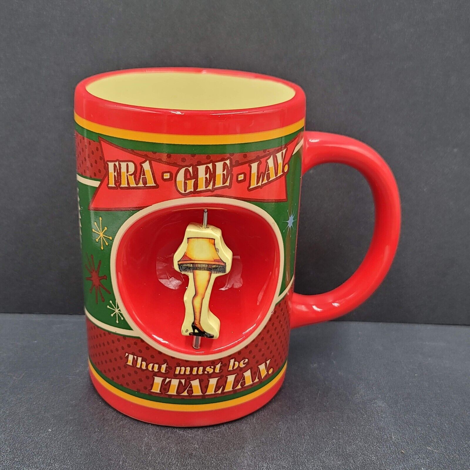 A Christmas Story Spinner Leg Lamp Mug Ceramic Coffee Cup Red Yellow Tea