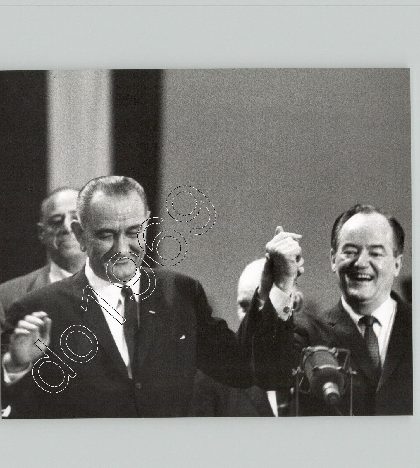 Candid Celebratory 1964 PRESS PHOTO PRESIDENT LBJ at DNC Smith