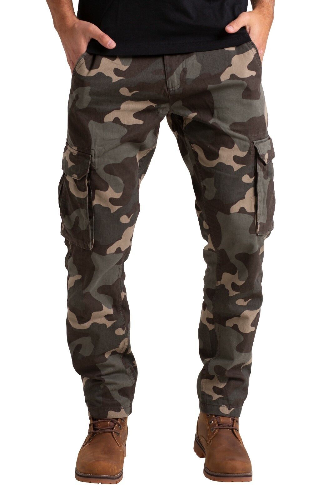Mens Military Camo Cargo Trouser Casual 100%Cotton Utility Multi Color Work Pant