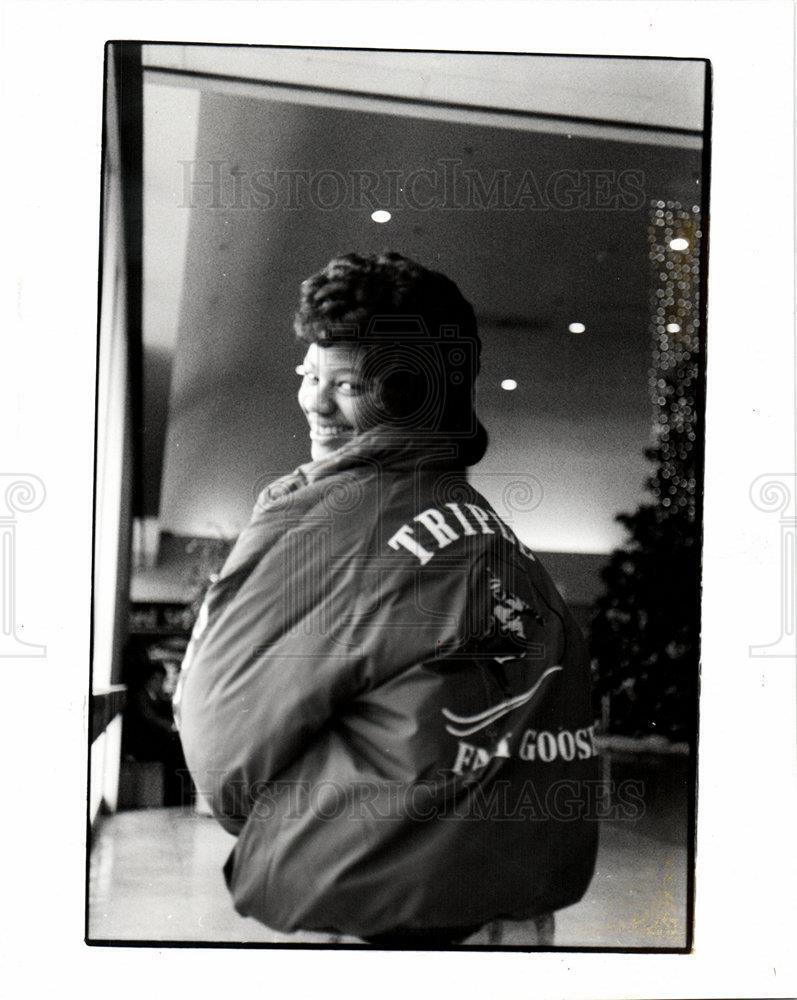 1990 Press Photo Hope Posey in Triple F.A.T. jacket - dfpb68699