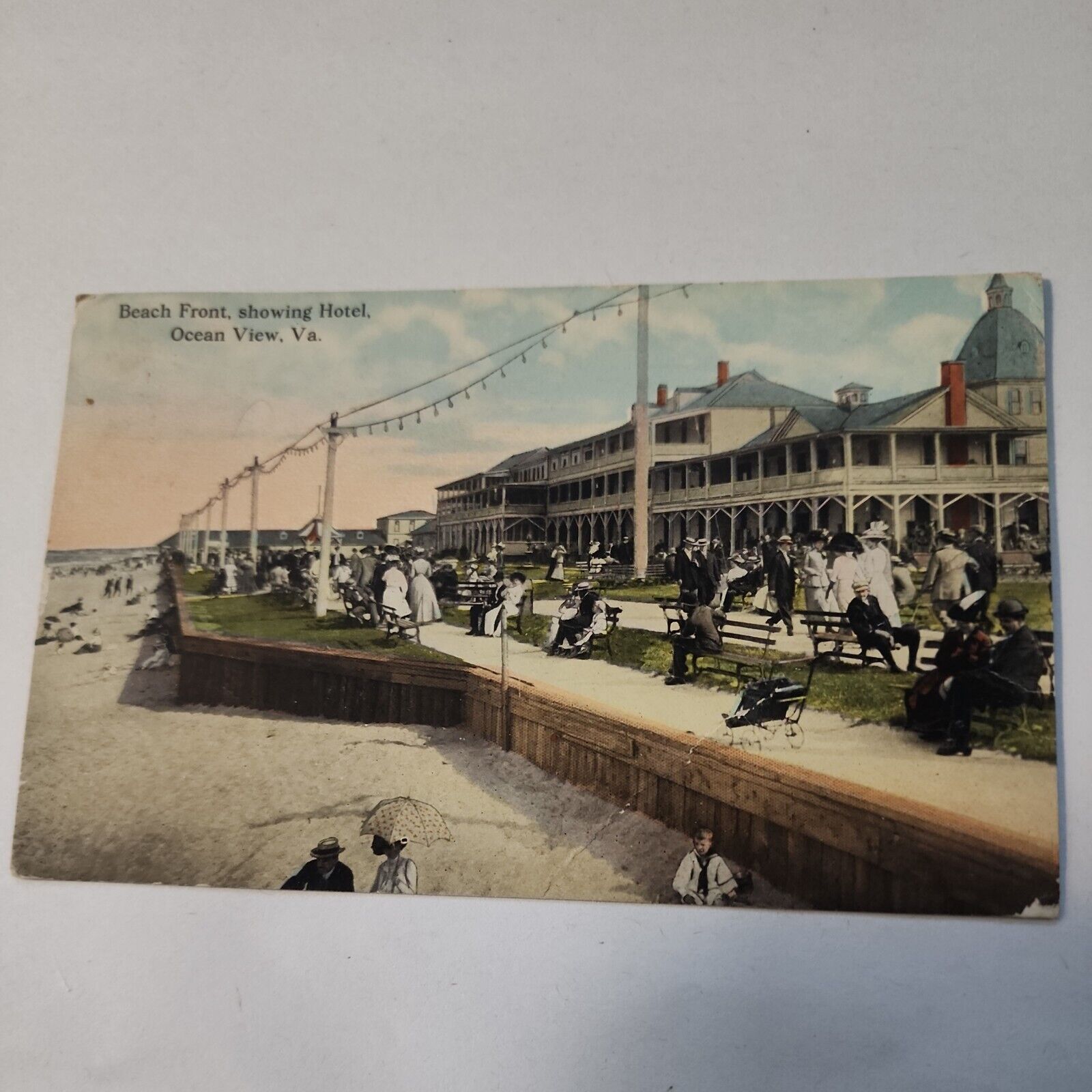 Beach Hotel Ocean View VA Postcard 1912 Writer Mentions Spanish Flu \