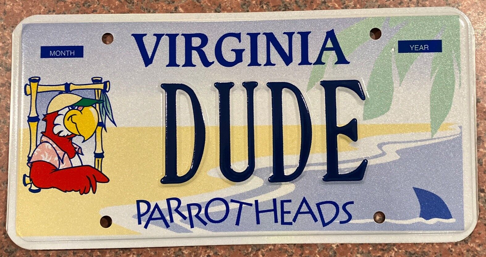 Exp Virginia Personalized Vanity License Plate Va DMV Tag Jimmy Buffet DUDE Sign