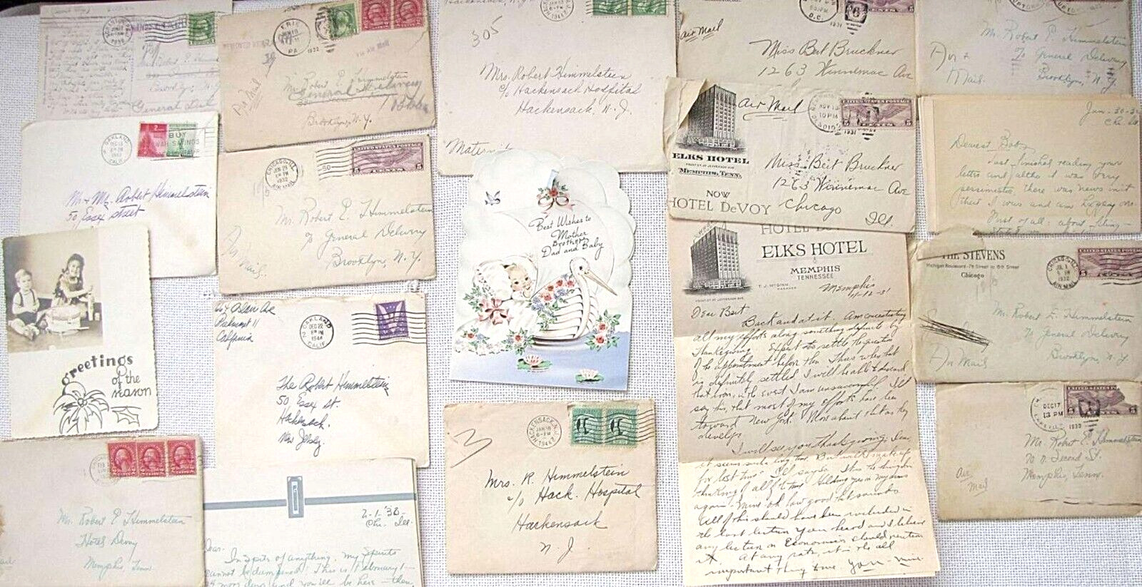 Correspondence of an American Jewish family Himmelstein 13 letters 1930-40’s