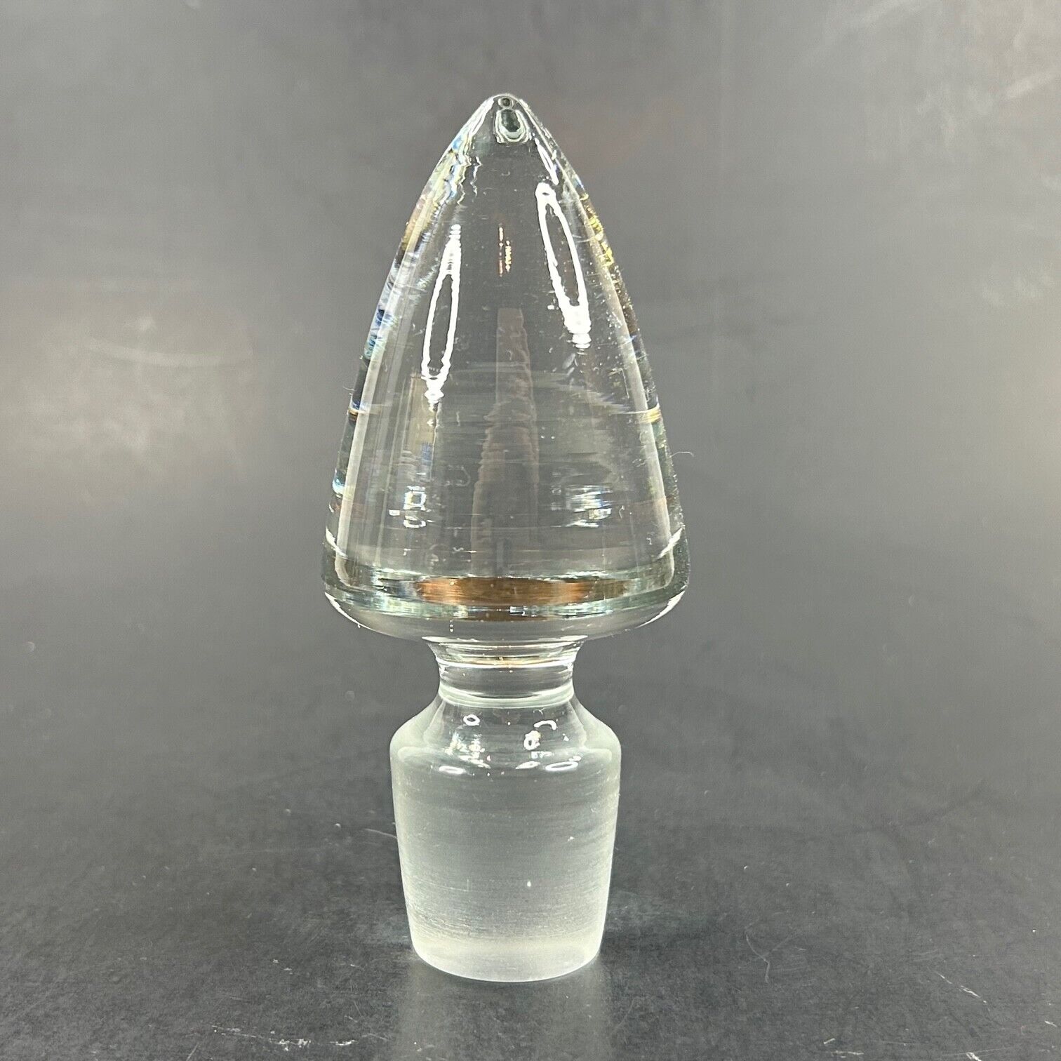 Vintage Crystal Clear Cone Spear Decanter Stopper