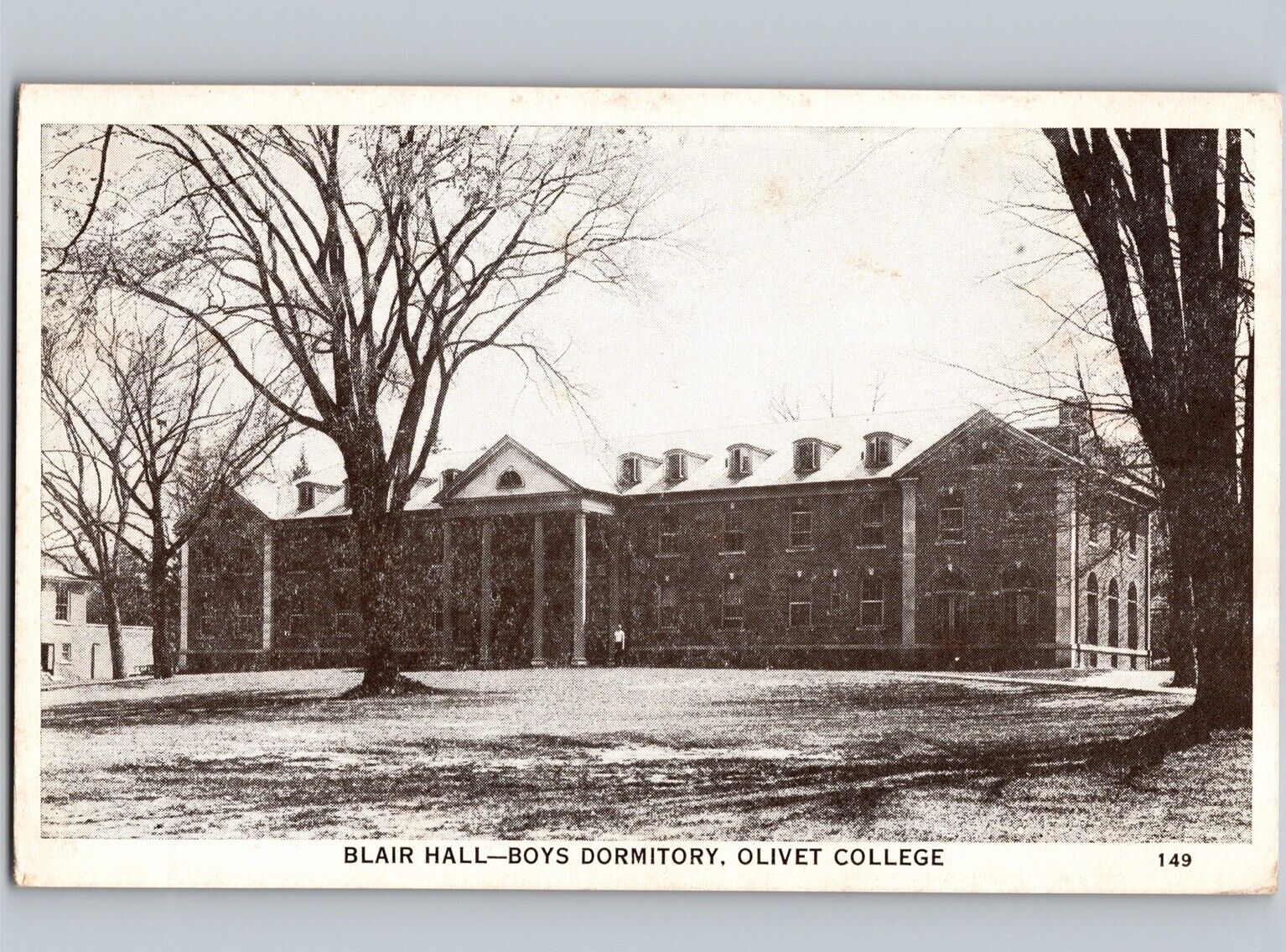 c1930 Blair Hall Boys Dormitory Olivet College Michigan MI Postcard
