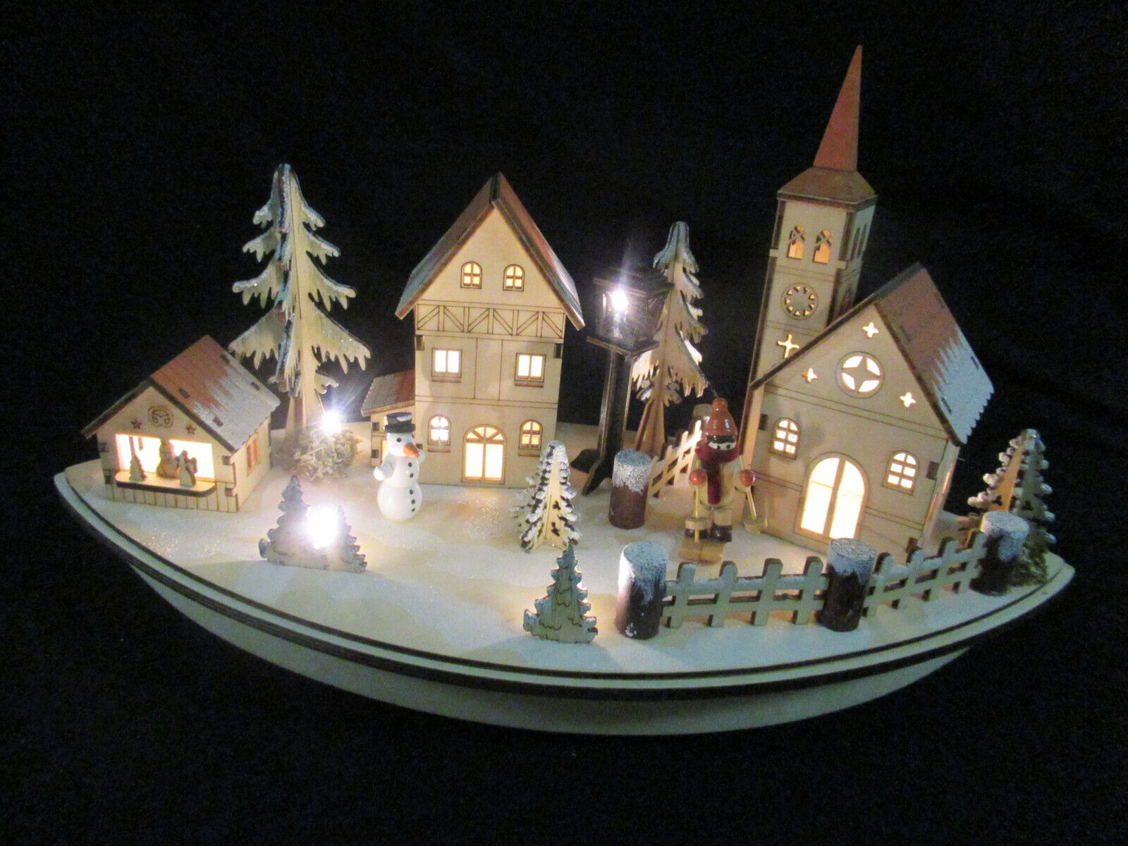 Winter Alpine Village Scene : Light-up Option