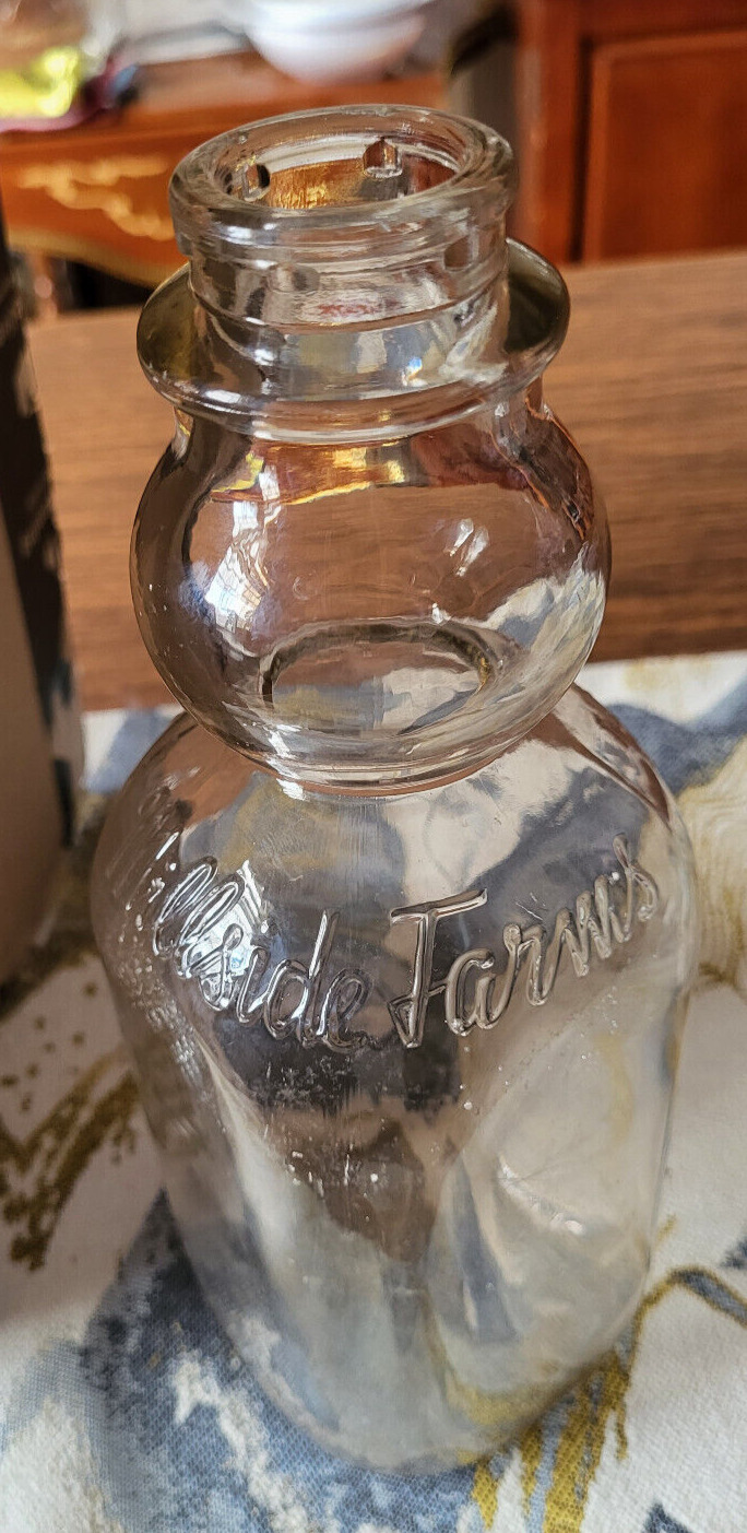 Vintage Millside Farms Clear Glass Bottle