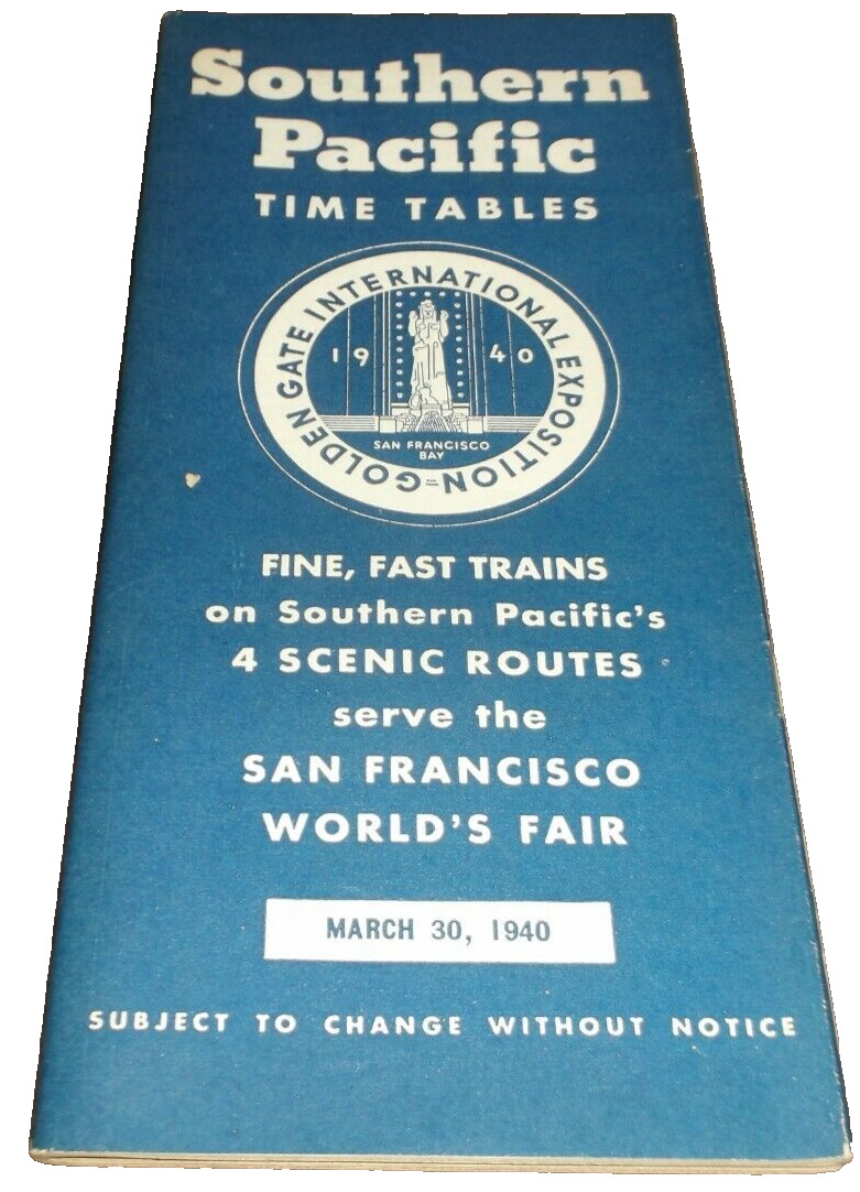 MARCH 1940 SOUTHERN PACIFIC FOUR SCENIC ROUTES PUBLIC TIMETABLE