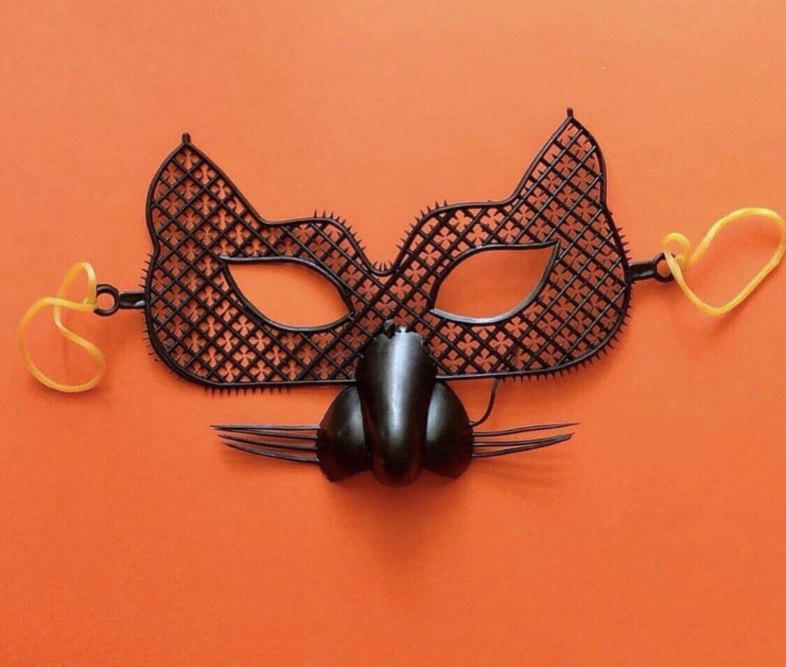 NOS Vintage Halloween Masquerade Style Black Cat Mask