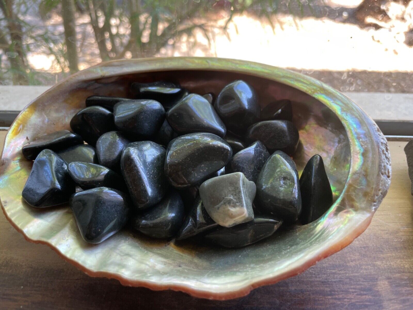 3X Black Lemurian Jade Tumbled Stones 30-40mm Reiki Healing Crystals Past Abuse 