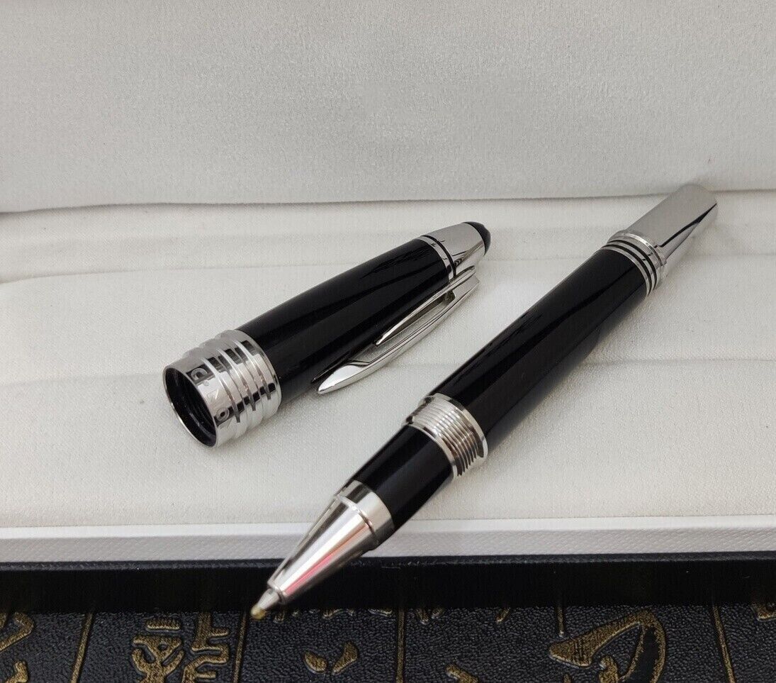 Luxury Great Writers Series Black+Silver Clip 0.7mm Rollerball Pen