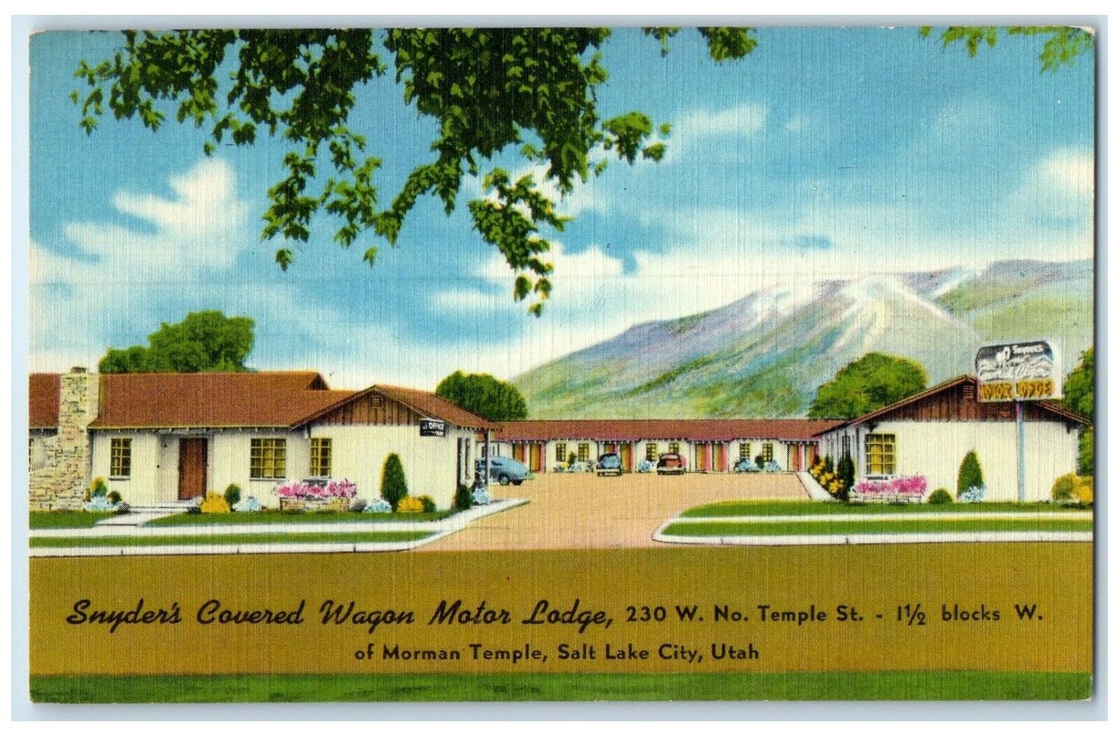 c1950\'s Snyder\'s Covered Wagon Motor Lodge Salt Lake City Utah UT Postcard