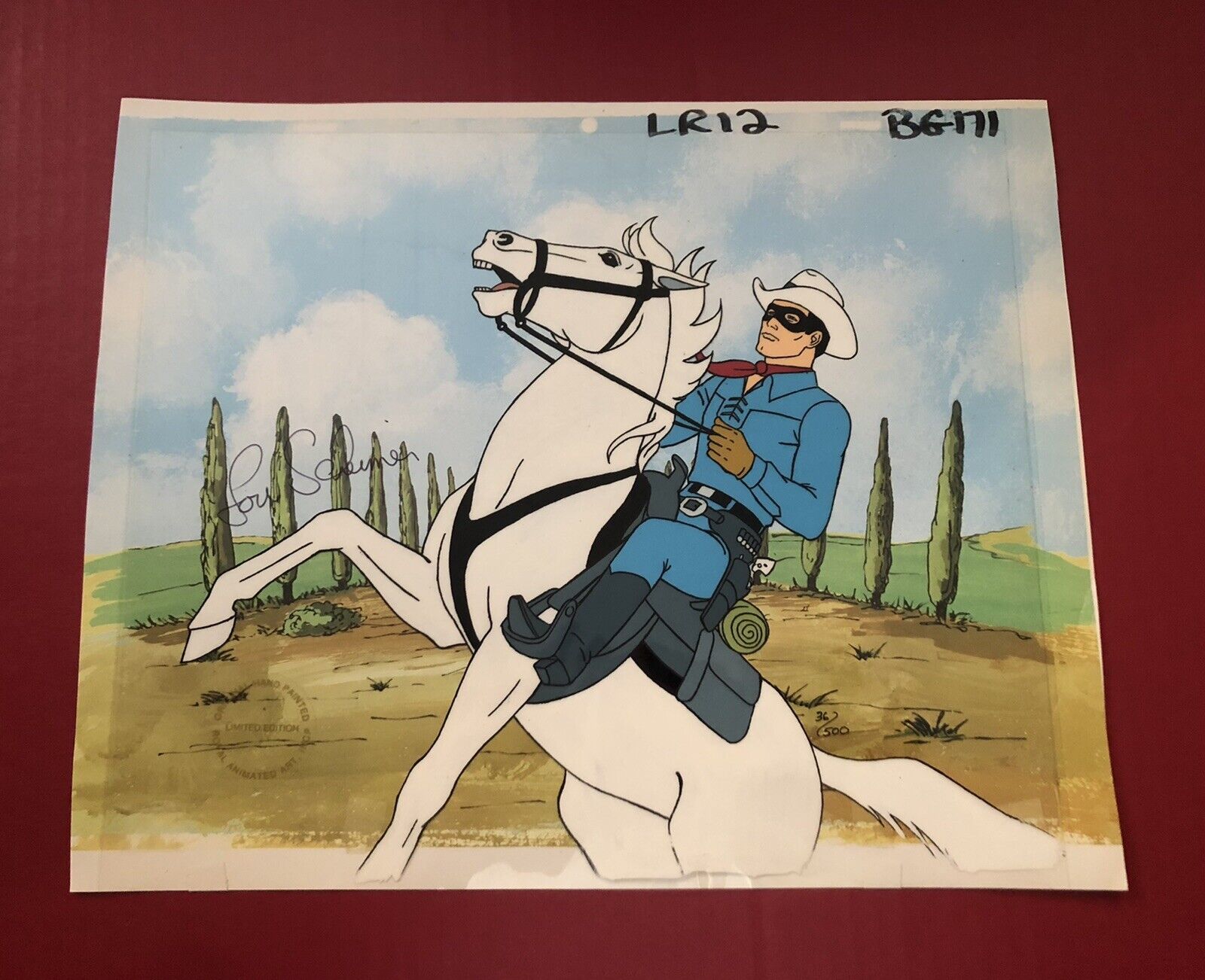 The Lone Ranger  Animation Art Cel Signed by Lou Scheimer 36/500 LR12 BG171