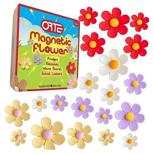 20-Pack of Cute Flower Fridge Magnets (4 3. 20 Pcs (Red, Yellow, White, Purple)