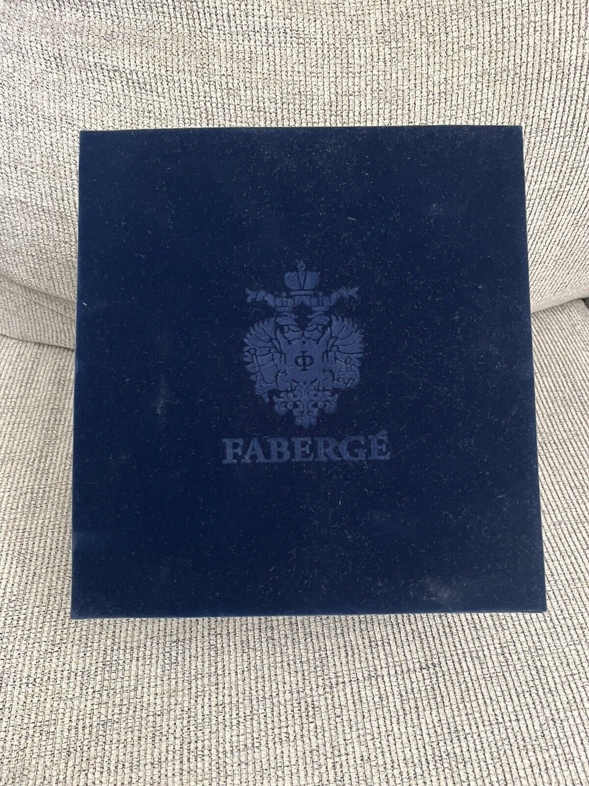 FABERGE Blue Velvet Empty Presentation Box  10 X 9.5 X 7