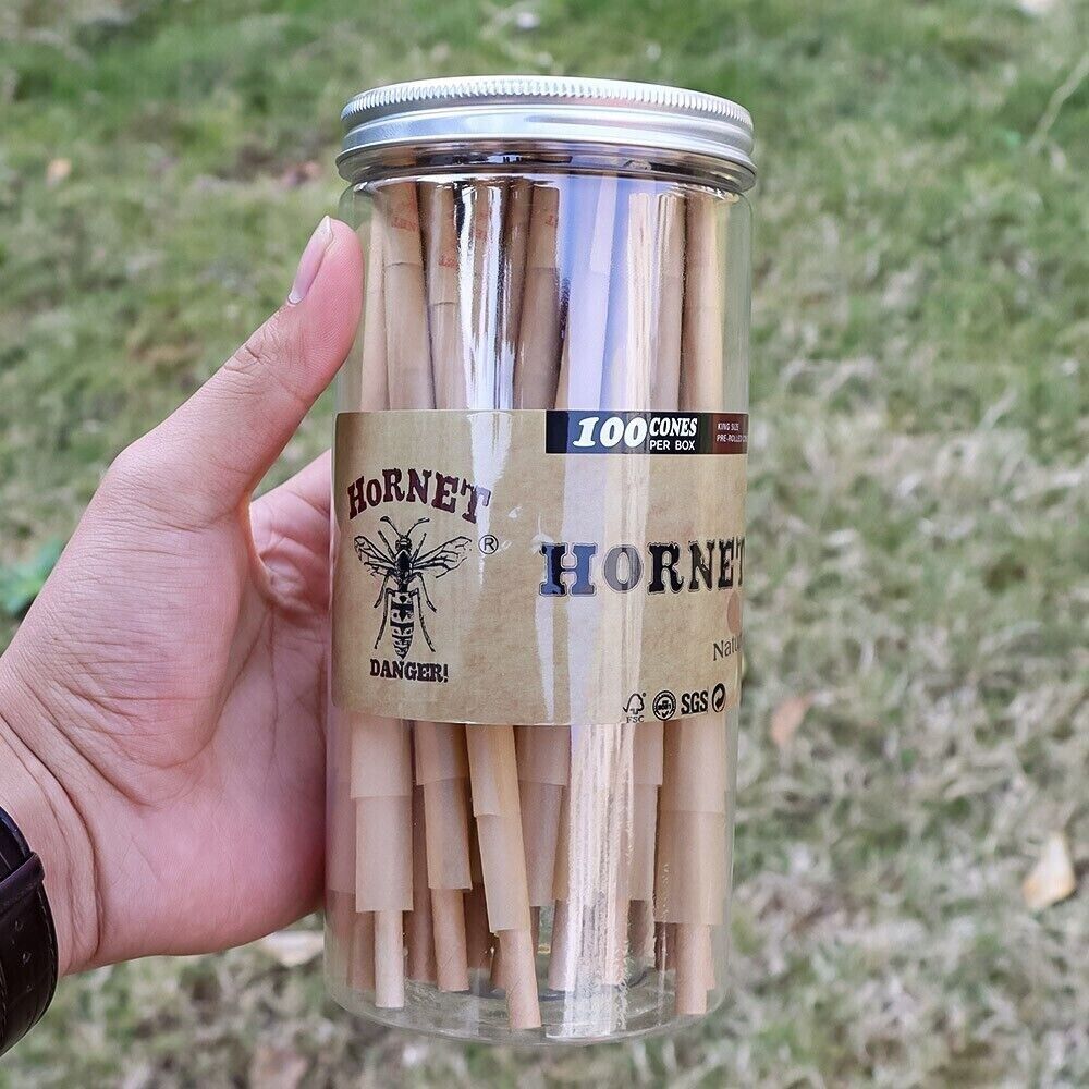 Authentic Hornet Cones Classic King Size 100- Pre Rolled Cones Slow Burn Paper