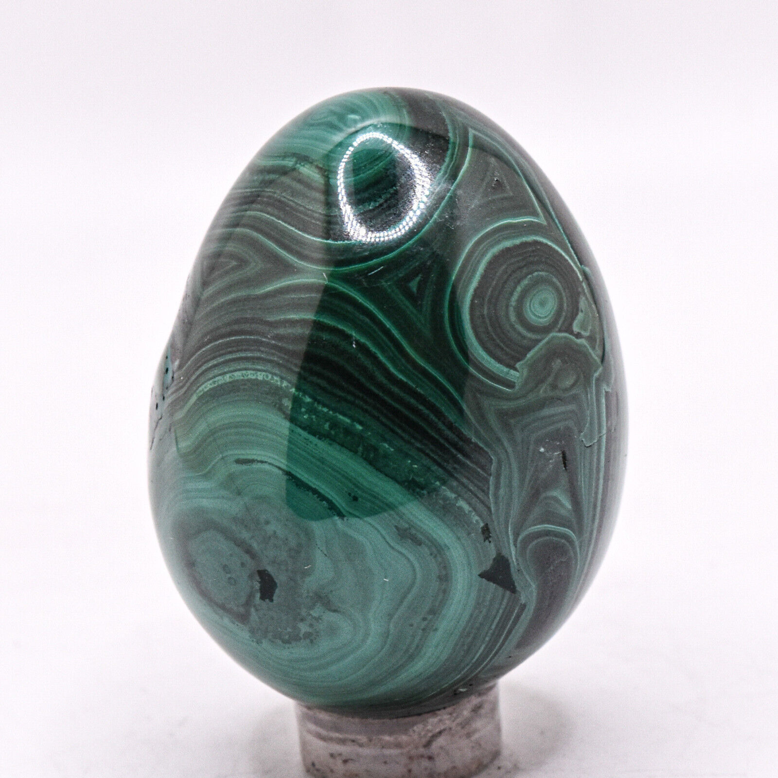 48mm Green Malachite Egg Banded Natural Crystal Sparkling Mineral Stone - Congo