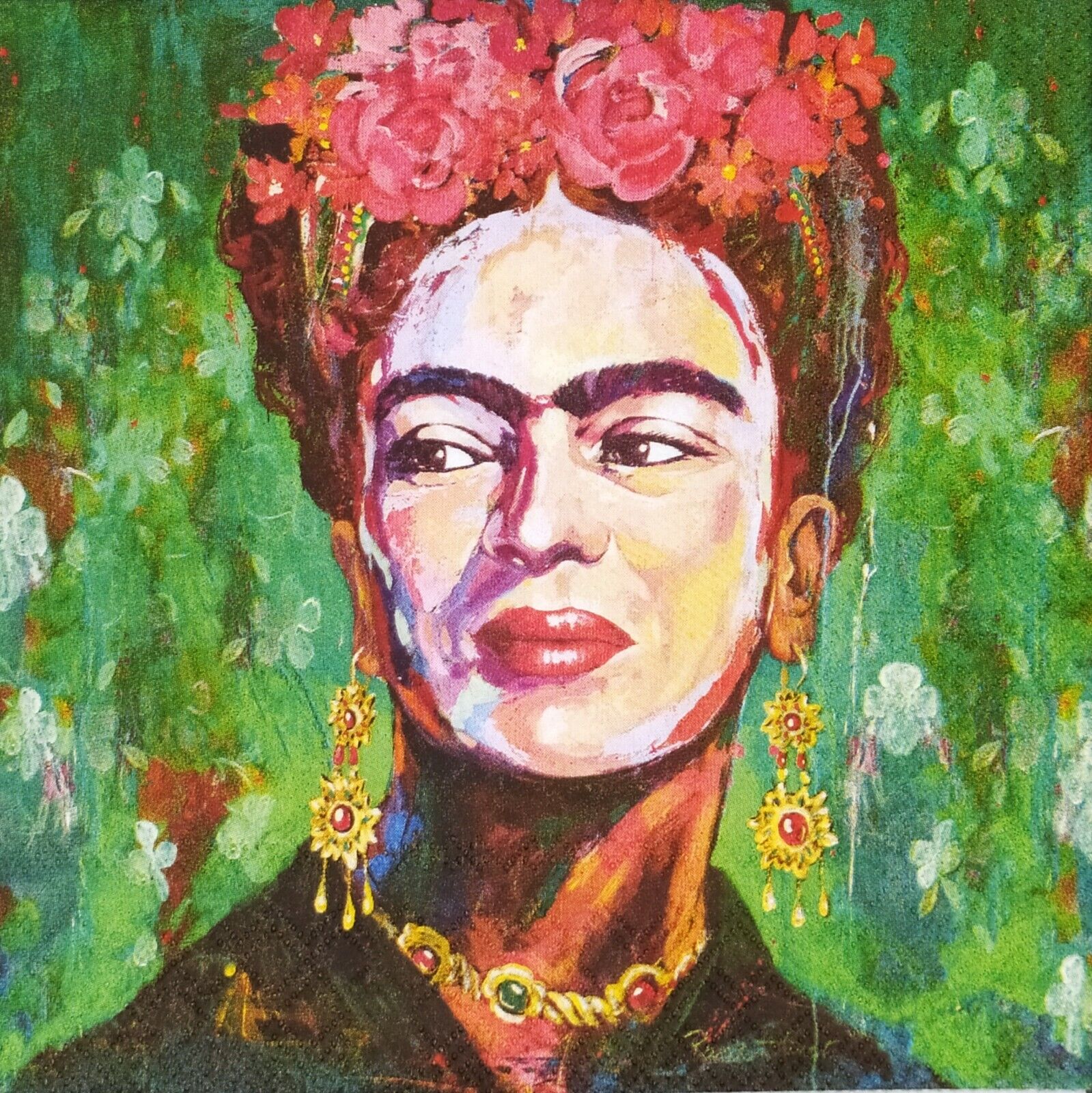 N948# 3 x Single Paper Napkins For Decoupage Painting Painted Lady Woman Frida