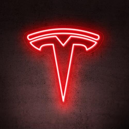 Tesla Car Led Neon Sign Red 13.5 x 13 Inches Car Led Neon Sign USB-Powered 