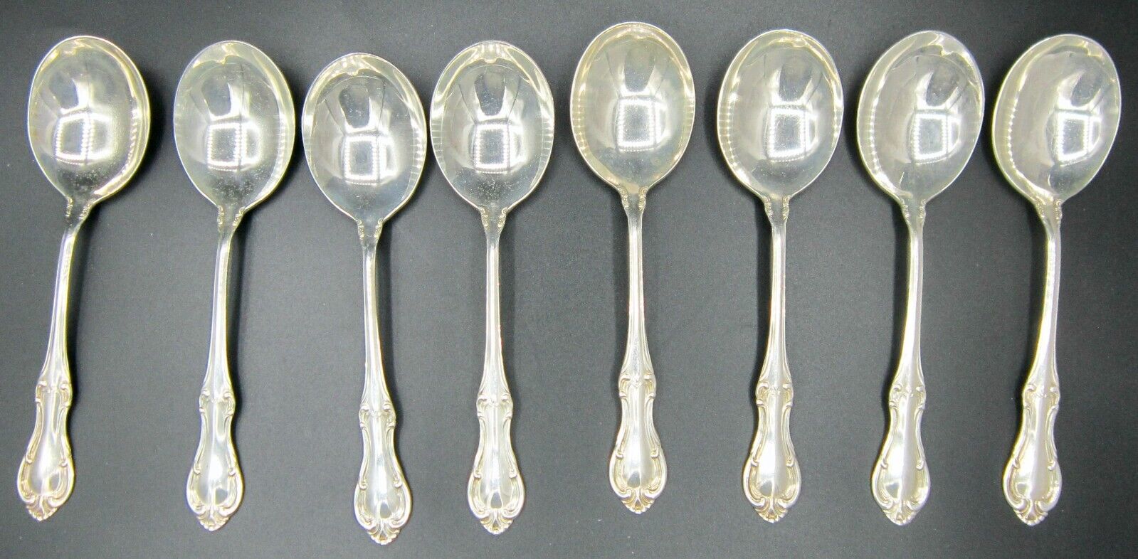 International Joan of Arc Sterling Silver  Round Bowl Soup Spoons (8) - 6 In.