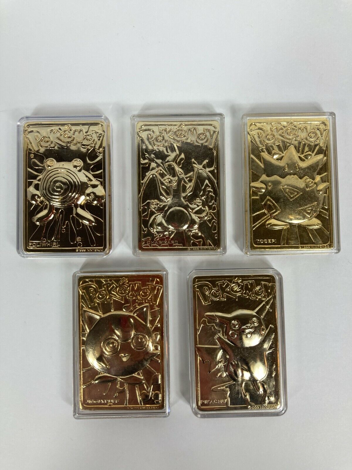 Pokemon Burger King 23Karot Gold-Plated Cards with Certificates & Cases Set of 5