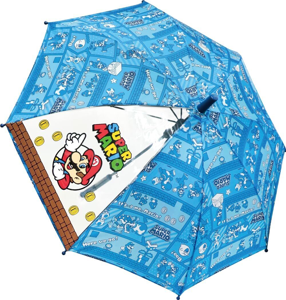 J's Planning Kids Umbrella 50cm Super Mario Block One Touch Type from JAPAN 