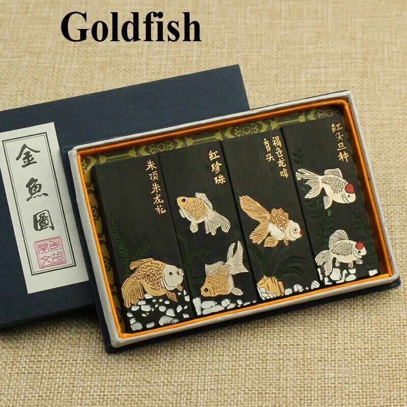 4pcs Chinese Goldfish Ink Stick set Solid inks Sumi-e ink Paint calligraphy