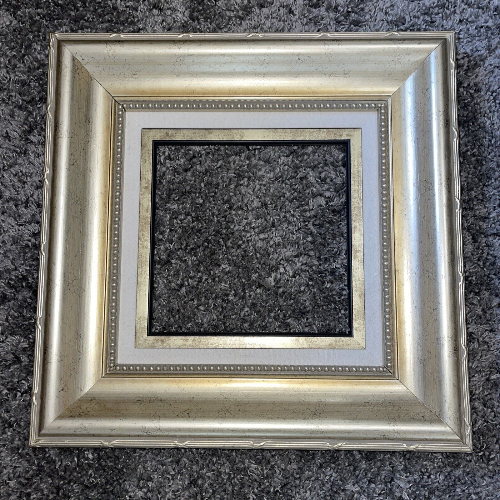 Wood Gold Silver Tone picture frame 10x9.75in “NO GLASS” Custom Ornate Detailed
