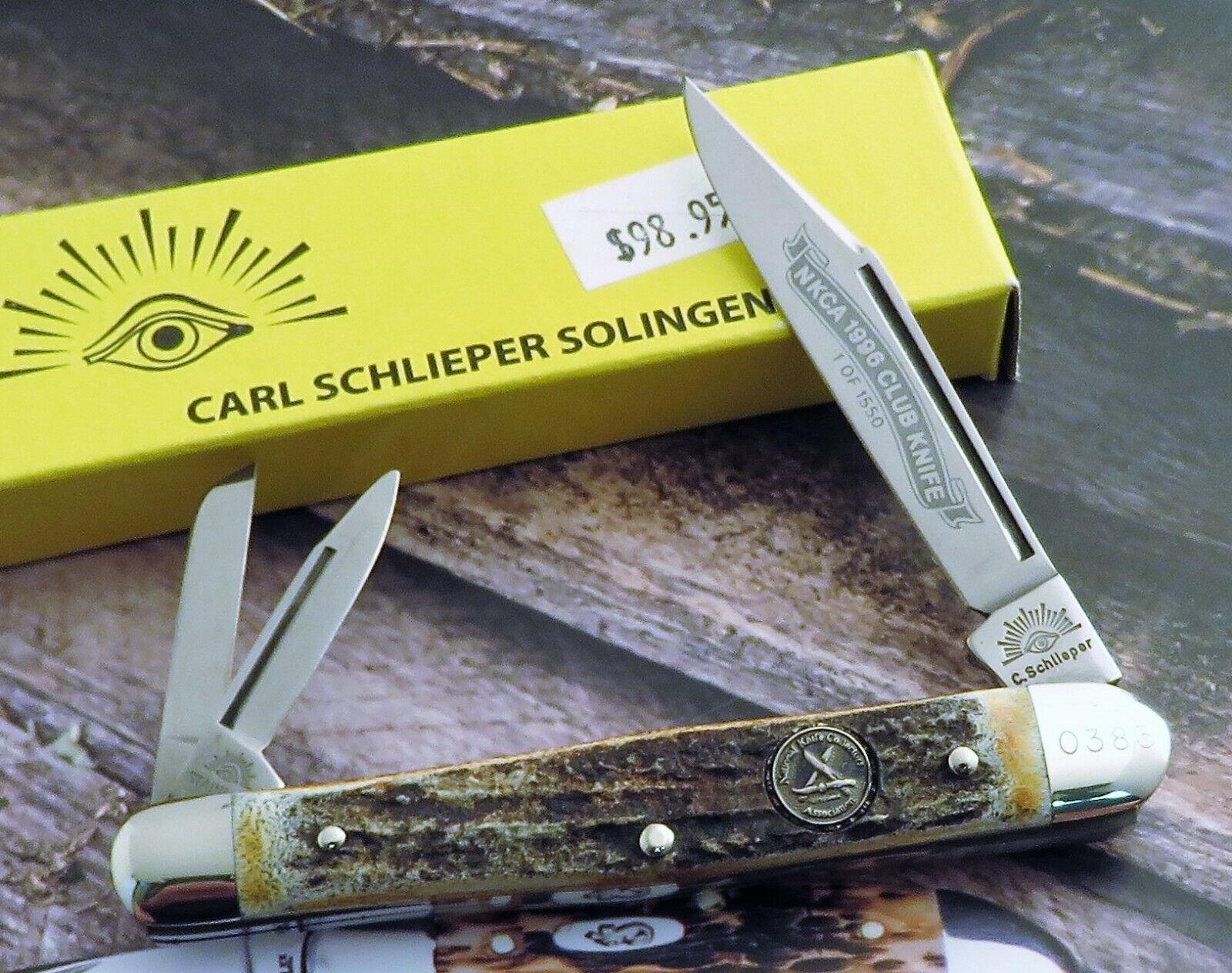 Eye Brand Carl Schlieper Genuine Stag Whittler Knife SFO 1996 NKCA Club Rare NR